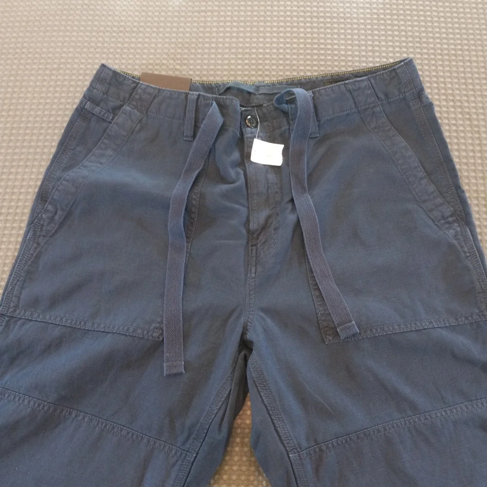 Banana Republic Mens Navy Blue Cotton Linen Relaxed Fit Utility Drawstring Pants